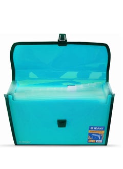 Maxi Maxi Expansion File 13 Grids Without Handle Turquoise, 13 Pockets Expanding Folders, Portable Accordion A4 Expandable Organizer  - Image 3
