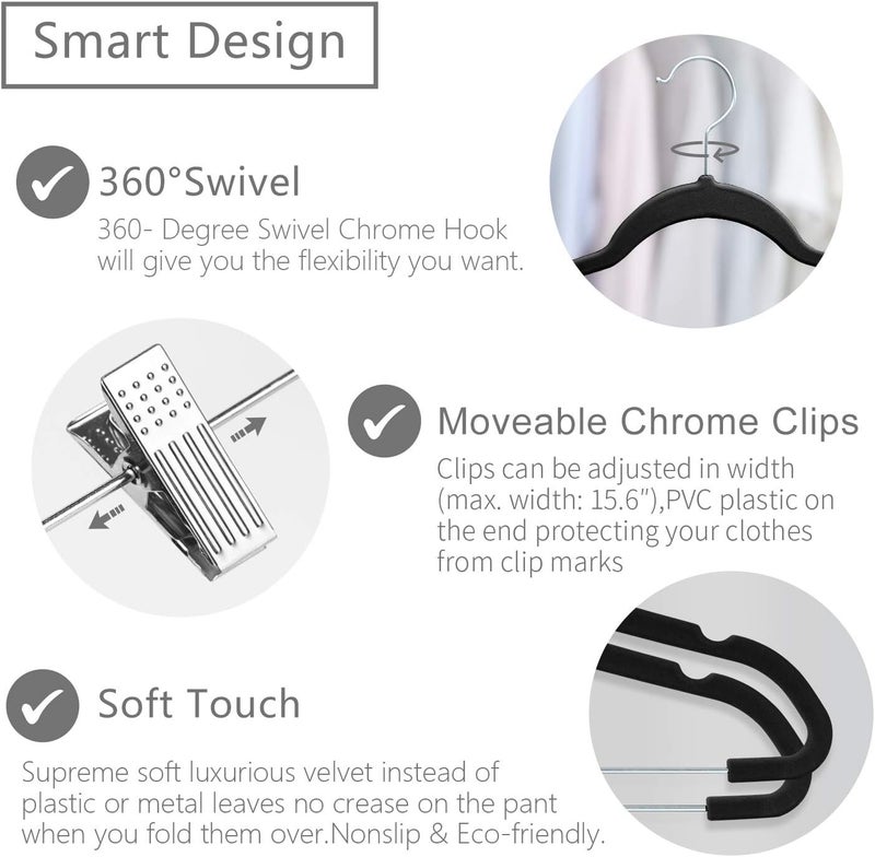 MIZGI Hangers,Pants Hangers Black/Silver, Mzpt, One Size - Image 3