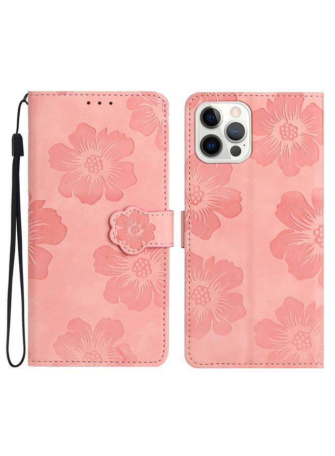 S-TOP Case For iPhone 13 Pro Max Flower Embossing Pattern Leather Phone Case - Image 1