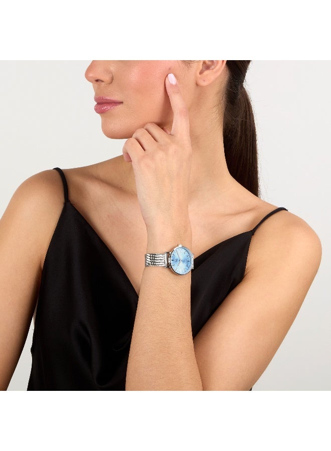 B&G Women's Blue Round Analog Dial with Silver Stainless Steel Band Watch - 32mm - R3853252562 - Image 5