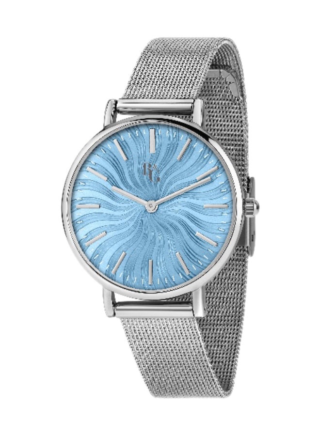 B&G Women's Blue Round Analog Dial with Silver Stainless Steel Band Watch - 32mm - R3853252562 - Image 1