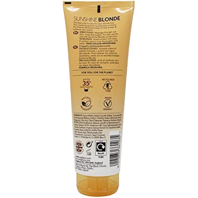 CREIGHTONS SUNSHINE BLONDE EXTRA MOISTURISING SHAMPOO (250ML) - WITH ARGAN & CHAMOMILE. REHYDRATES, BRIGHTENS & ENHANCES NATURAL & COLOUR TREATED BLONDES. - Image 2