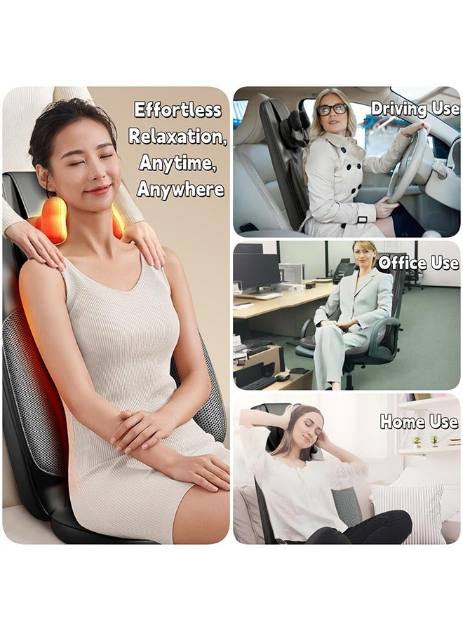 XiuWoo Shiatsu Neck Back Massager with Heat Rolling Electric Back Massagers Chair Pad for Office Car, Home Seat use Adjustable Intensity Full Body Massage Gifts for Dad Mom Women Men,Black  - Image 2
