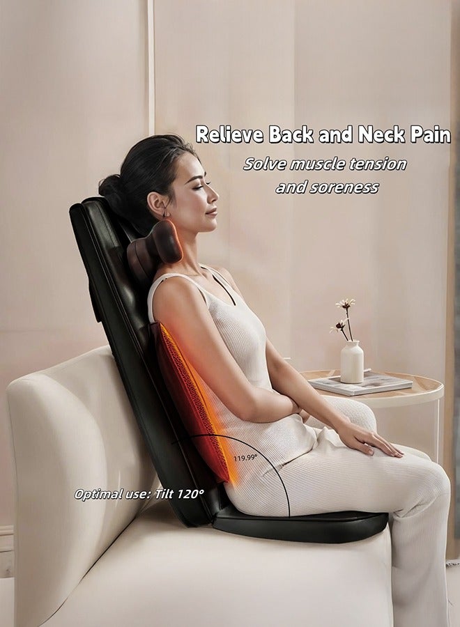 XiuWoo Shiatsu Neck Back Massager with Heat Rolling Electric Back Massagers Chair Pad for Office Car, Home Seat use Adjustable Intensity Full Body Massage Gifts for Dad Mom Women Men,Black  - Image 3