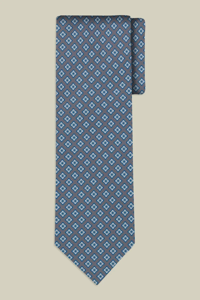 دوبل غانغر Men's tie with diamond print - LT Grey