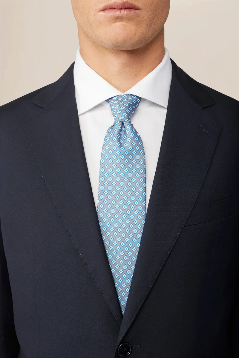 دوبل غانغر Men's tie with diamond print - LT Grey