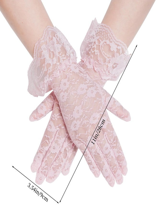 obmwang 5 Pieces Girls Tea Party Supplies Tea Party Gloves Hats Girls Kids Tea Party Necklace Fan for Girls Tea Party Costume - Image 4