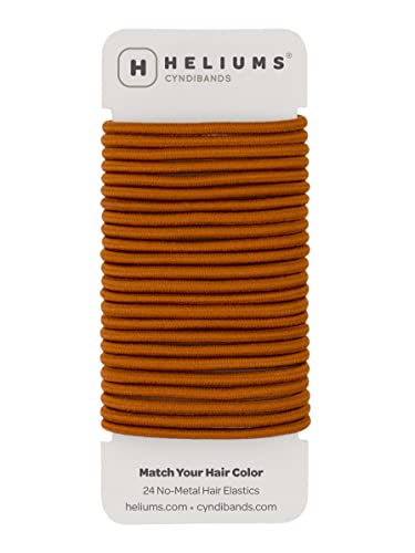 Cyndibands Elastic Hair Ties – Copper Orange - No Damage 4mm Ponytail Holders for Women & Kids, 24-Pack Hair Elastics in Neutral Colors - Image 1