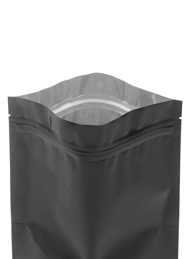 QQ Studio Pack of 100 Double-Sided Glossy Wide Mouth Smell Proof Stand Up Resealable Pouch Bags (Glossy Black, 8.25x6.5" (7oz)) - Image 5