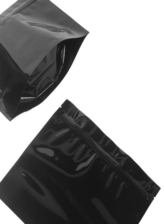 QQ Studio Pack of 100 Double-Sided Glossy Wide Mouth Smell Proof Stand Up Resealable Pouch Bags (Glossy Black, 8.25x6.5" (7oz)) - Image 3