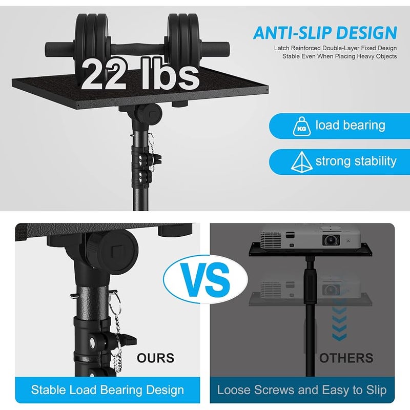 DECOSIS Projector Stand Tripod From 23.5 to 46.5, Laptop Tripod Stand Height Adjustable with Gooseneck Phone Holder, Laptop Floor Stand for Office, Home, Stage, Studio, DJ Racks Holder Mount - Image 2
