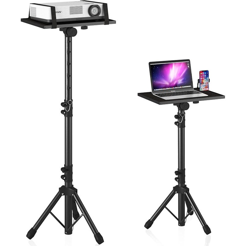 DECOSIS Projector Stand Tripod From 23.5 to 46.5, Laptop Tripod Stand Height Adjustable with Gooseneck Phone Holder, Laptop Floor Stand for Office, Home, Stage, Studio, DJ Racks Holder Mount - Image 1