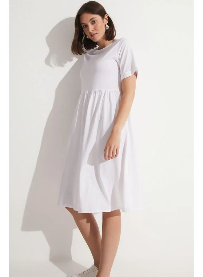 JUNE Simple White Dress