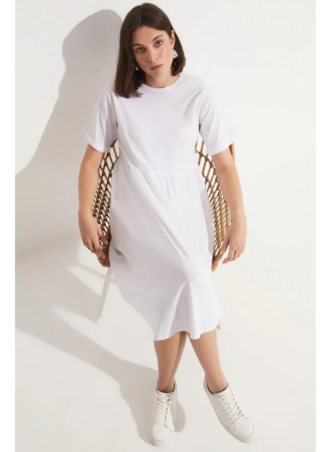 JUNE Simple White Dress