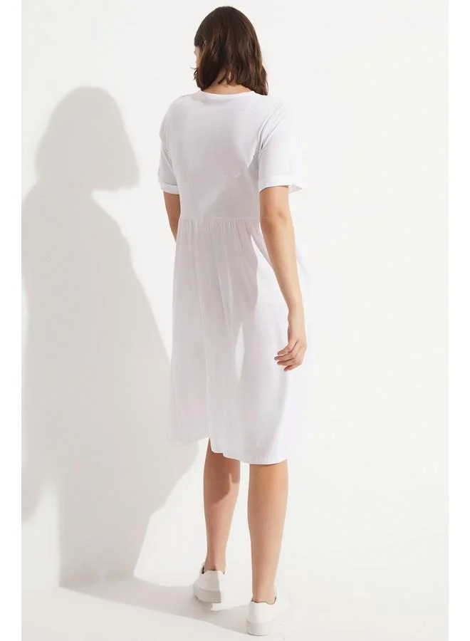 JUNE Simple White Dress