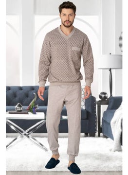 Mecit Pijama Mecit 2766 Brown Large Size Men's Pajama Set 