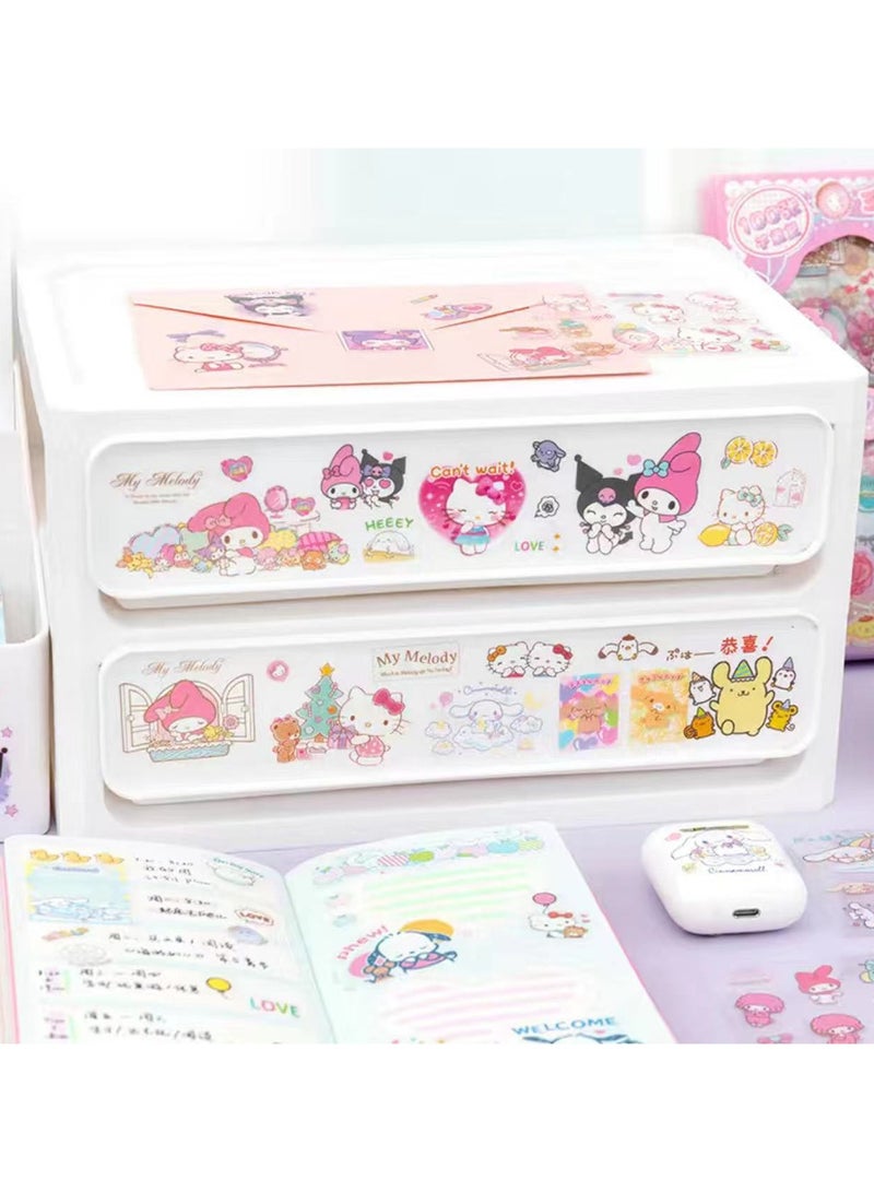 100 Sheets Sanrio Stickers Kit, Anime Cute Stickers, Vinyl Cartoon Aesthetic Decorative Sticker Set, Ideal for Scrapbooking, Journaling, Laptops, and Room Decoration  - Image 4