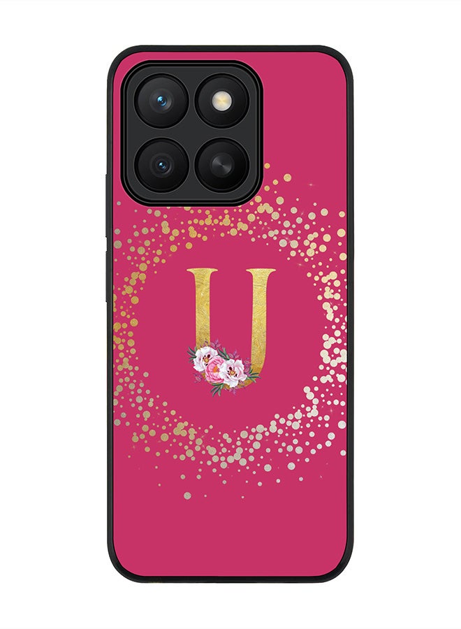 Stylizedd For Honor X8c Case,Slim fit Camera Protection, Shockproof Thin Phone cover  - Custom Monogram Floral - U ( Deep Pink )