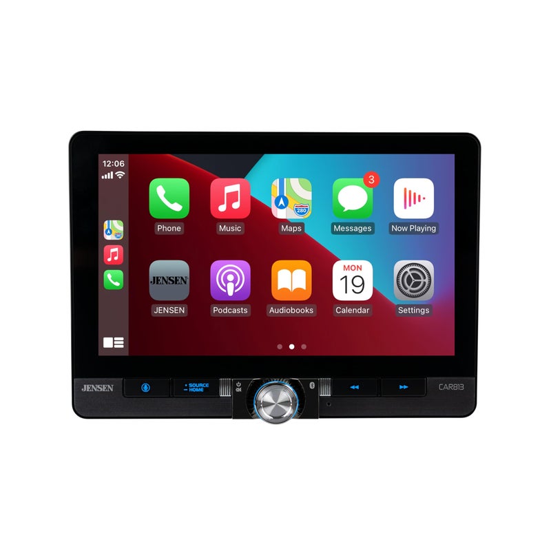 Jensen CAR813 8inch Certified Apple CarPlay Android Auto Wired or Wireless Single DIN Double DIN Touchscreen Car Stereo Radio Bluetooth Front Rear Camera Inputs USB Playback Charge