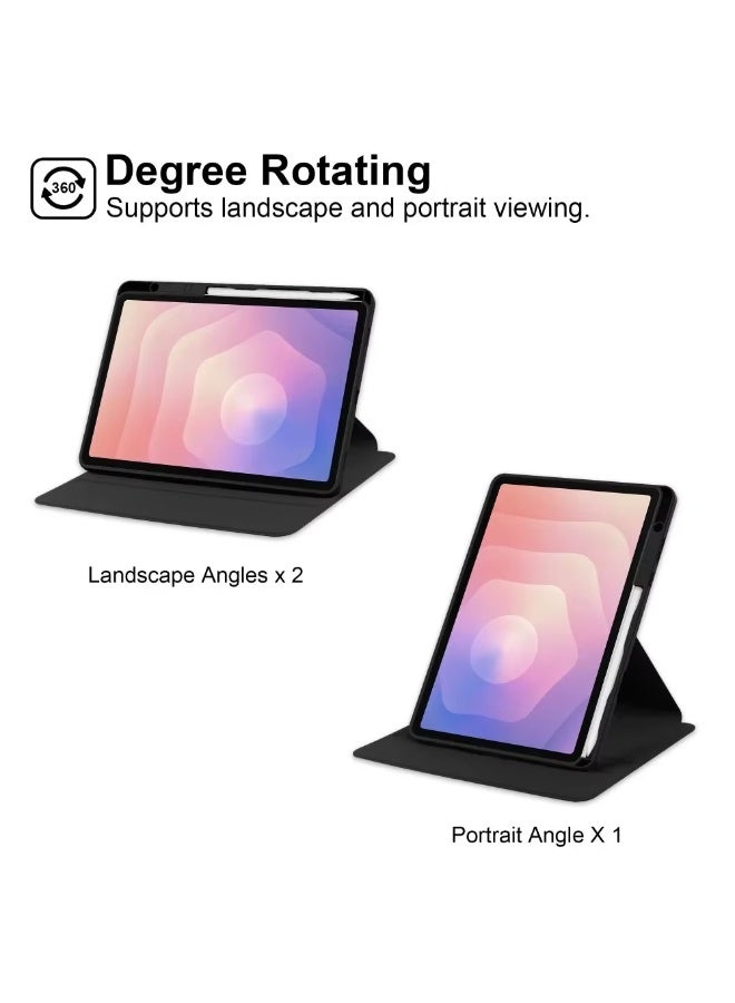 Case for Samsung Galaxy Tab S11 SM-X730/X736B 11Inch 2025 with Pen Slot, 360 Degree Rotating Protective Case Stand, PU Leather + PC Transparent Cover w/Wake/Sleep Tablet Case Cover (Black) - Image 2