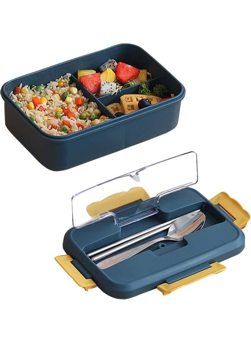 LINGWEI Lunch Box - 3 Deep Compartments, Leak-Proof & Reusable with Spoon for Adults, Kids - Image 1