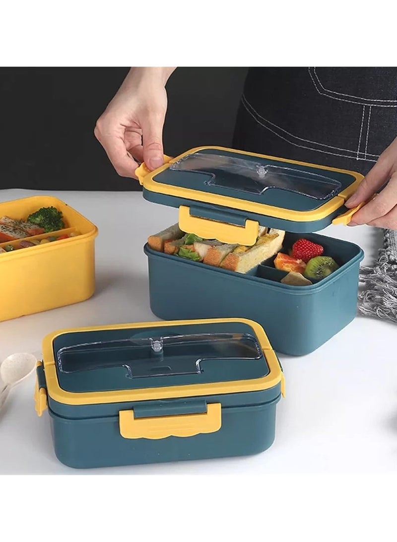 LINGWEI Lunch Box - 3 Deep Compartments, Leak-Proof & Reusable with Spoon for Adults, Kids - Image 2