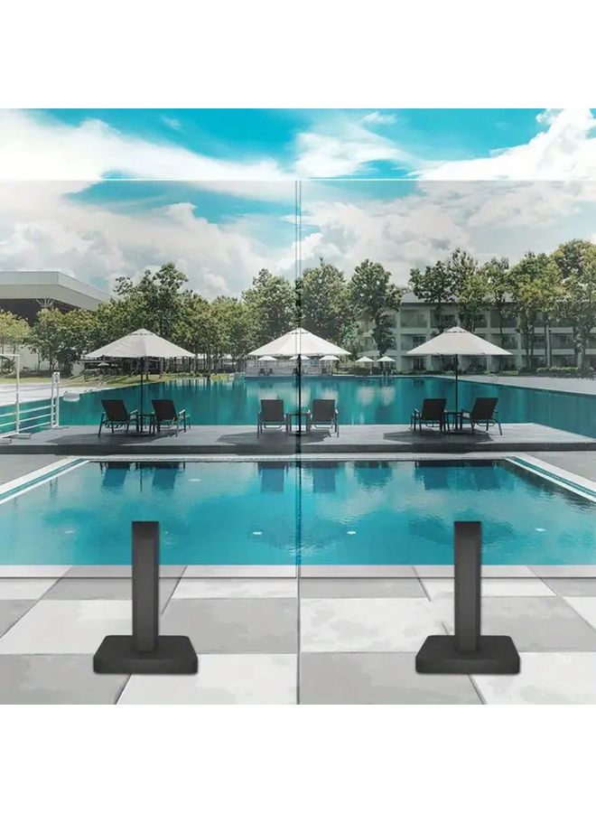 Black Square Stainless Steel Glass Fence Clip Kit 1 Pack For Balcony Deck Pool Stairs - Image 3