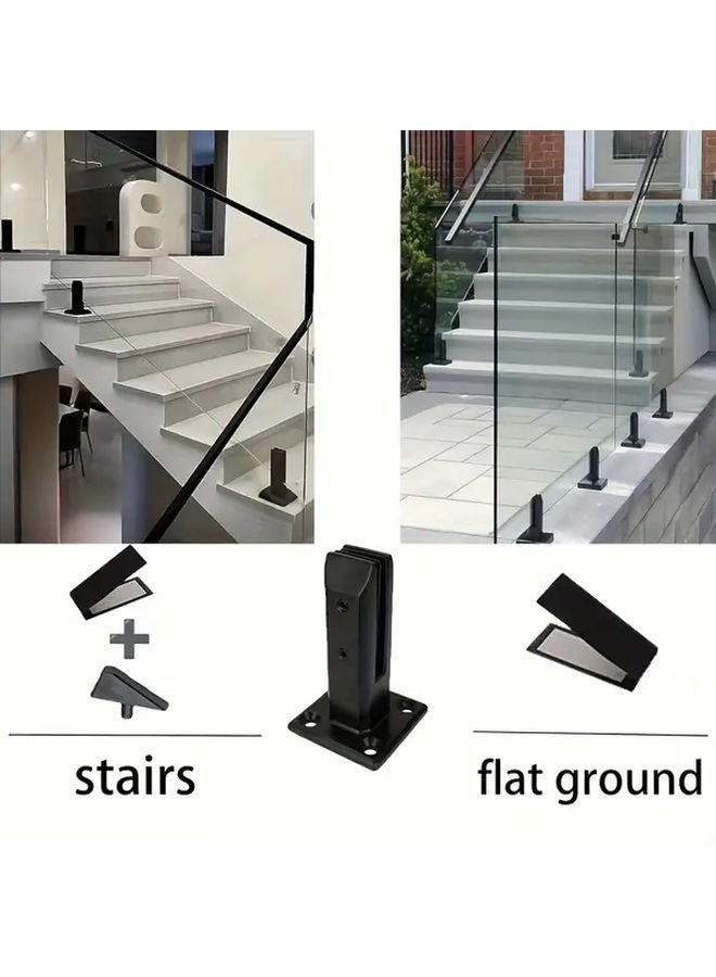 Black Square Stainless Steel Glass Fence Clip Kit 1 Pack For Balcony Deck Pool Stairs - Image 5