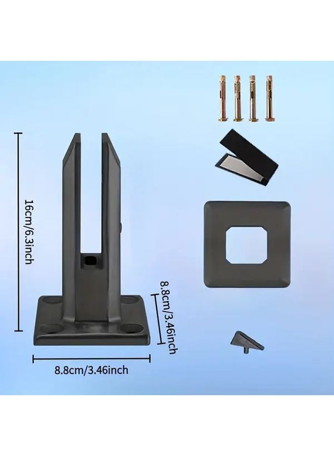 Black Square Stainless Steel Glass Fence Clip Kit 1 Pack For Balcony Deck Pool Stairs - Image 4