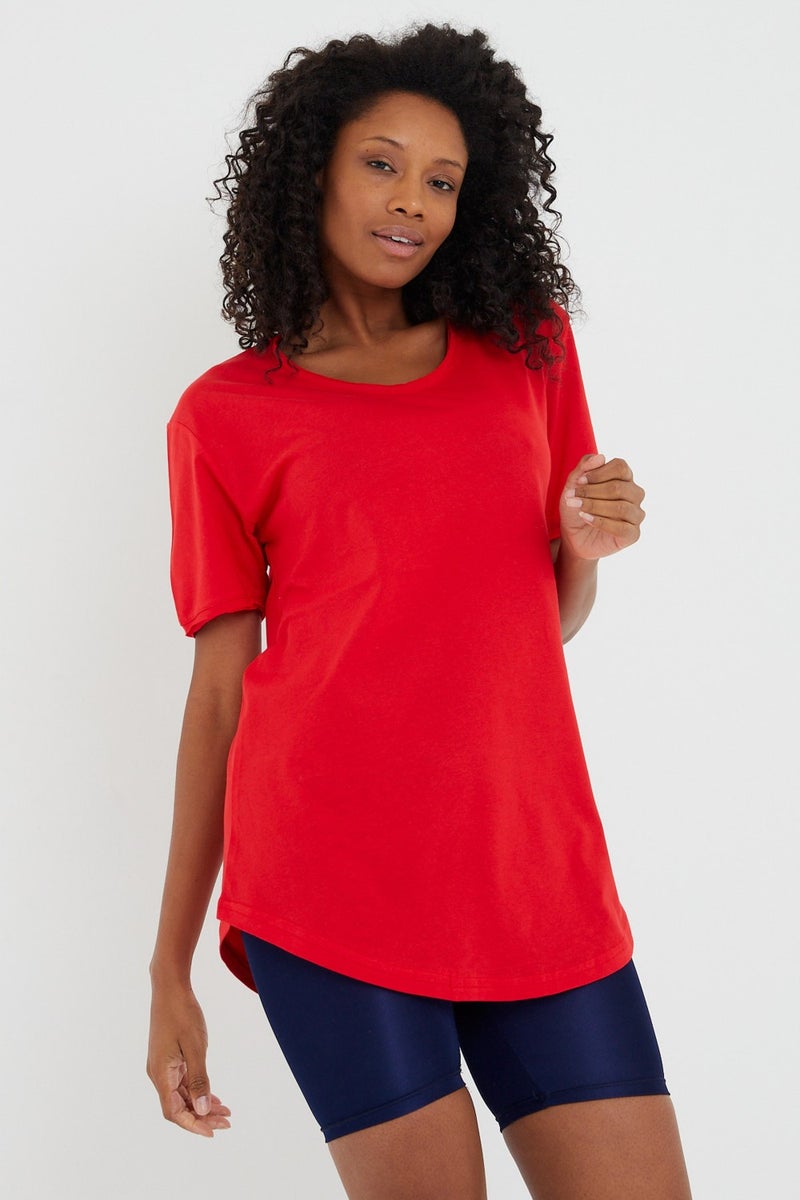 Cool Tarz Cool Style Style Cool Women Red Dirty Collar Loose T-SHIRT-XKTCPS001R24S  - Image 1