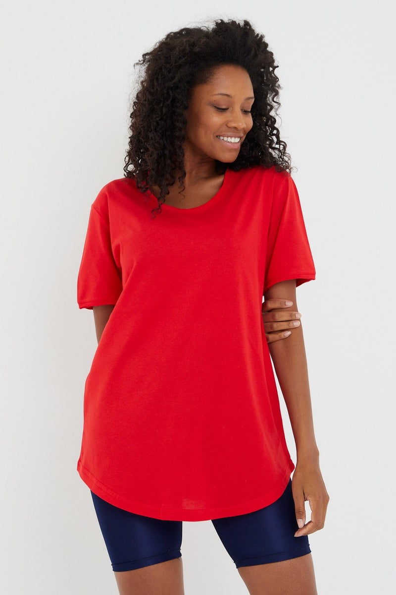 Cool Tarz Cool Style Style Cool Women Red Dirty Collar Loose T-SHIRT-XKTCPS001R24S  - Image 3