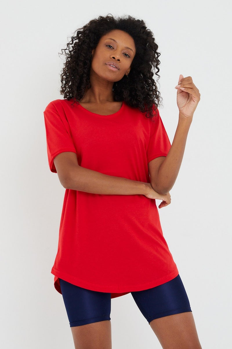 Cool Tarz Cool Style Style Cool Women Red Dirty Collar Loose T-SHIRT-XKTCPS001R24S  - Image 2