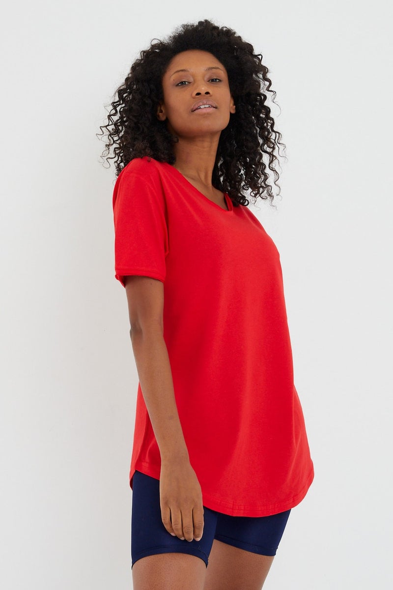 Cool Tarz Cool Style Style Cool Women Red Dirty Collar Loose T-SHIRT-XKTCPS001R24S  - Image 4