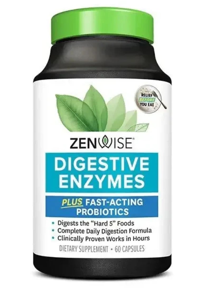 Zenwise Health - Digestive Enzymes, Plus Fast-Acting Probiotics, 60 Capsules - Image 1