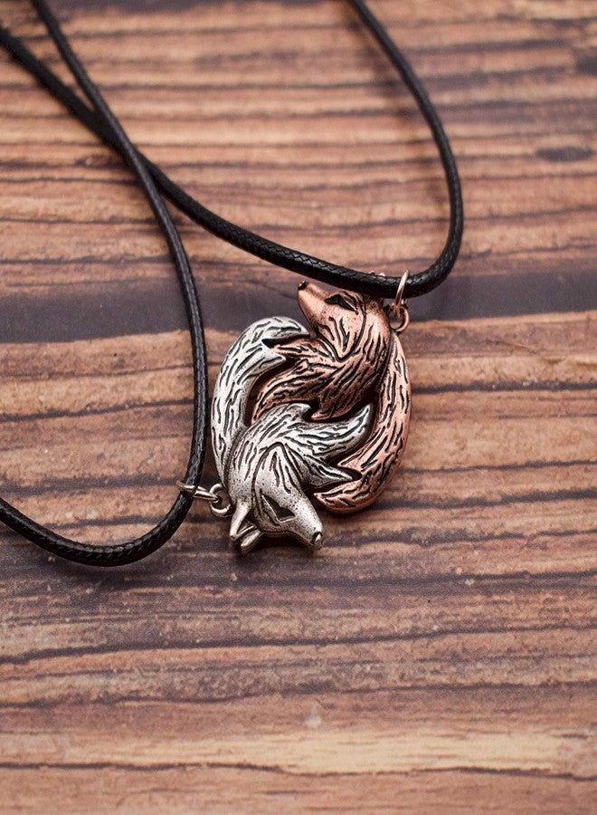 HAQUIL Wolf Necklaces for Couples, Interlocking Wolf Pendants, Faux Leather Cord, Pack of 2 (AD) - Image 4