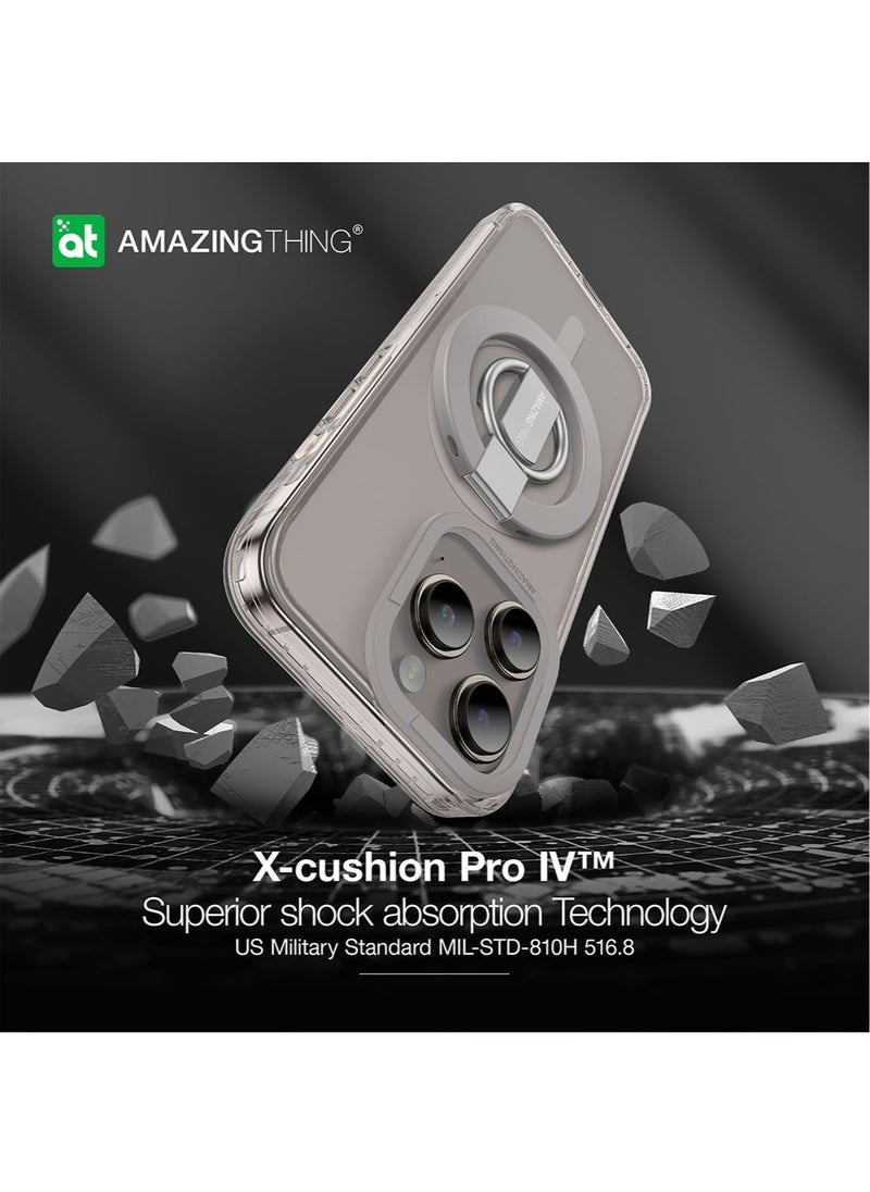 AMAZINGthing مجموعة حامل/حامل/غطاء جراب Titan Pro Mag Grip لهاتف iPhone 15 PRO مع MagSafe - رمادي  - Image 4