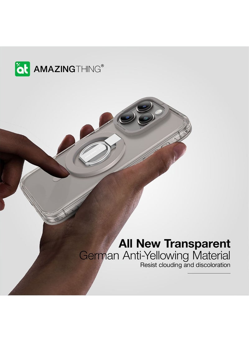 AMAZINGthing مجموعة حامل/حامل/غطاء جراب Titan Pro Mag Grip لهاتف iPhone 15 PRO مع MagSafe - رمادي  - Image 5