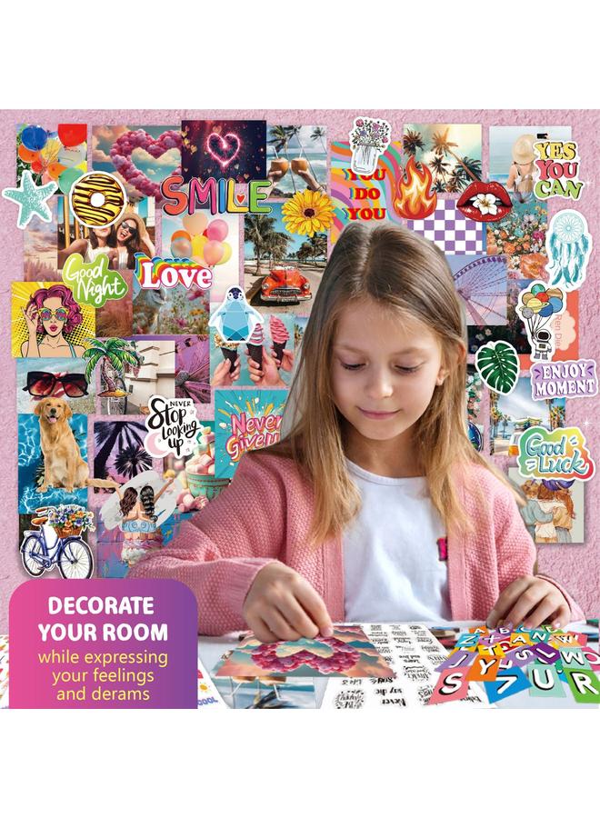 الأزرق جي دبليو Wall Collage Kit حائط الكولاج بطاقة إنجليزية جمالية زخرفية حائط ملصق مجموعة - Image 3