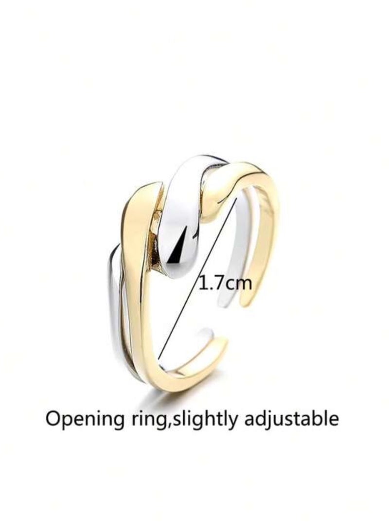 إيكوال خاتم نسائي أنيق مكون من قطعتين من الاستانلس ستيل بمقاس موحد - Image 5