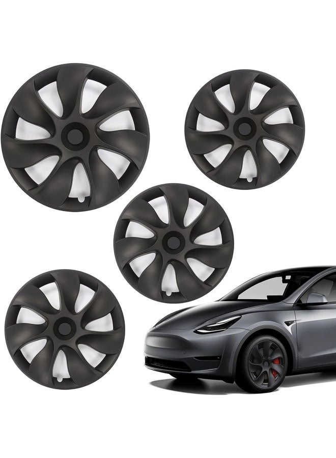 L&E Model Y Wheel Covers/Hubcaps 19 Inch for 2019-2025 Tesla Model Y - Set of 4 Replacement Turbine Style Hub Caps for Stylish Car Decoration and Protection(Symmetrical Design) - Image 1
