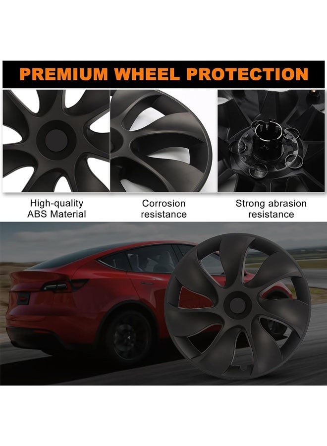 L&E Model Y Wheel Covers/Hubcaps 19 Inch for 2019-2025 Tesla Model Y - Set of 4 Replacement Turbine Style Hub Caps for Stylish Car Decoration and Protection(Symmetrical Design) - Image 3