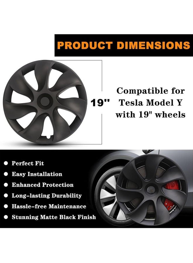 L&E Model Y Wheel Covers/Hubcaps 19 Inch for 2019-2025 Tesla Model Y - Set of 4 Replacement Turbine Style Hub Caps for Stylish Car Decoration and Protection(Symmetrical Design) - Image 4