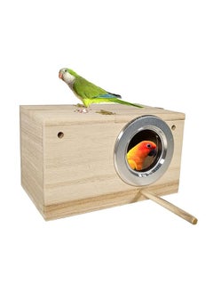 MAJIBAO Birds House, Birds Box, Wooden, In-cage Fixing, Access Through The Hole, Small Birds, Parakeet, Parrots, Budgie, Canary, Rectangular Box Design, Breeding, Nesting, Strong, Durable, 12 Cm Height  - Image 1