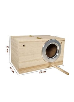 MAJIBAO Birds House, Birds Box, Wooden, In-cage Fixing, Access Through The Hole, Small Birds, Parakeet, Parrots, Budgie, Canary, Rectangular Box Design, Breeding, Nesting, Strong, Durable, 12 Cm Height  - Image 3