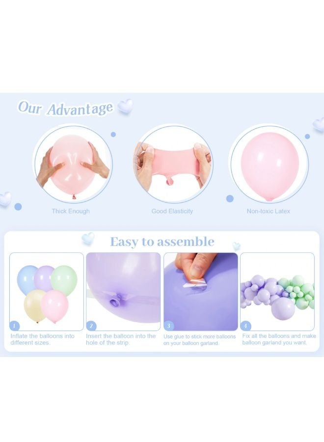 Vixplorn Pastel balloons 145 psc macaron rainbow balloons different sizes 5 10 12 18 inches balloon arch suitable for Eid, graduation day party, wedding, National Day, Ramadan festival and other festivals - Image 3