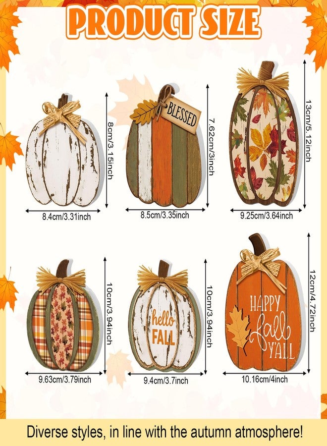 Leinuosen 6 Pcs Thanksgiving Fall Pumpkin Decor Pumpkin Wooden Block Sign Fall Tiered Tray Decor for Home Autumn Table Centerpieces Decorations for Thanksgiving Harvest Table Mantel - Image 2