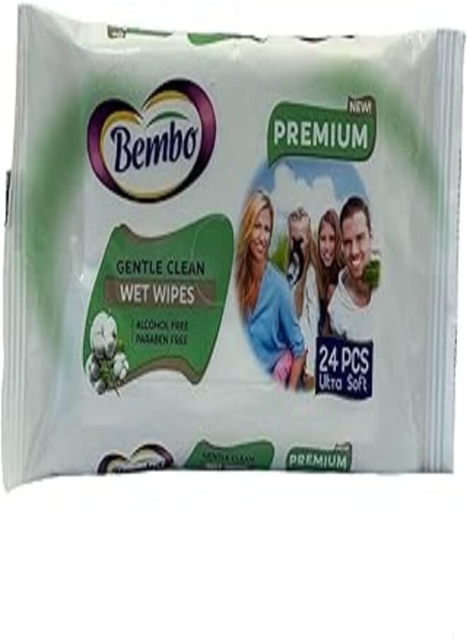Bembo - Bembo Wet baby wipes gentle clean - Premium Green - Ultra soft -24 PCS - Image 1