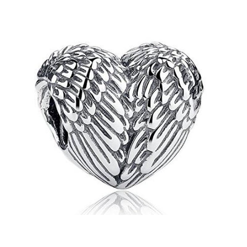 ARTCHARM 925 Sterling Silver Feathers Angel Wing Heart Shape Charm Bead Fit European Bracelet Necklace - Image 5
