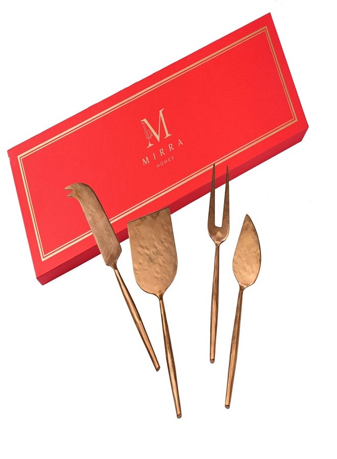 Mirra Sapphire Collection - Cheese Knives Set of 4 with Luxurious Gift Box (Gold) - Image 1