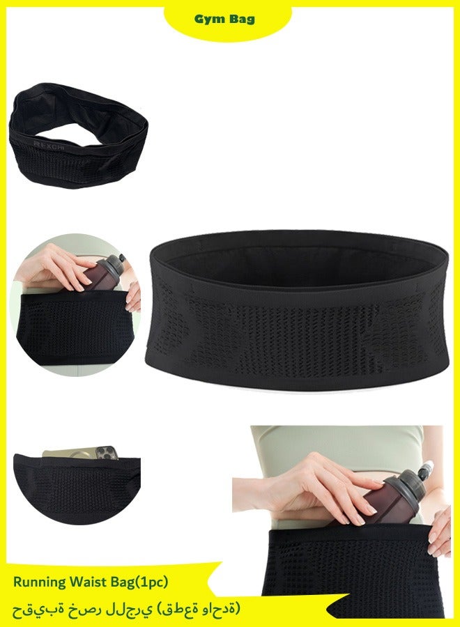 Portable Running Waist Bag 1-Piece Black for Women Nylon Material, Size L, Elastic for 50-75kg Weight - Image 1